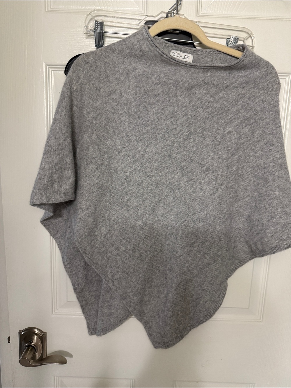 Rachel Zoe Gray 2 Ply Cashmere Poncho One Size